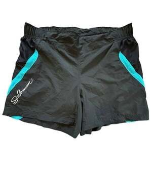 Salomon Black and Teal Athletic Running Shorts with Zip Pocket Size M